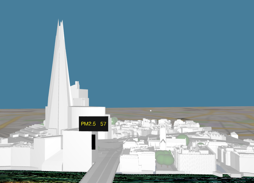 London 3D model showing PM2.5 level