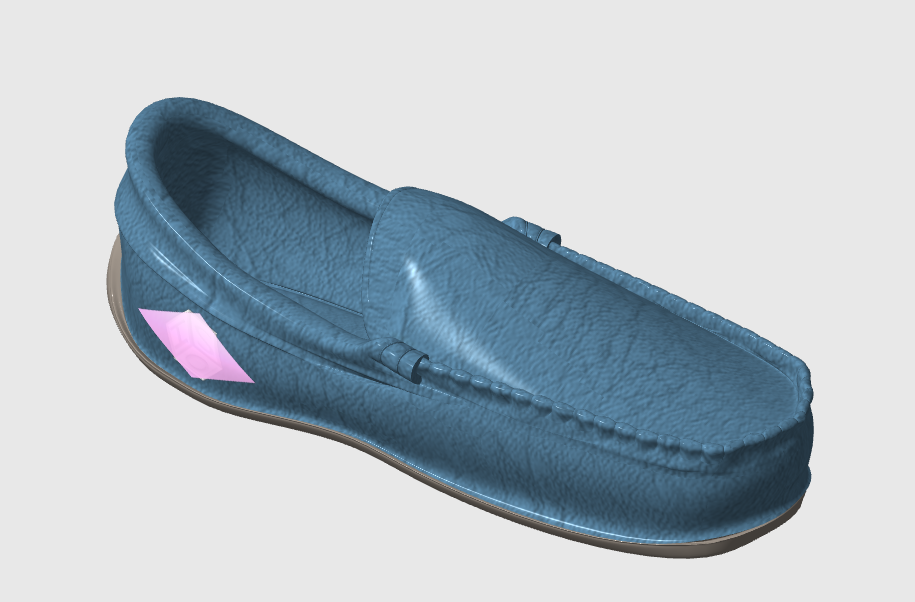 Shoe model with logo and polygon added to it