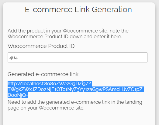 Shoe's generated ecommerce link