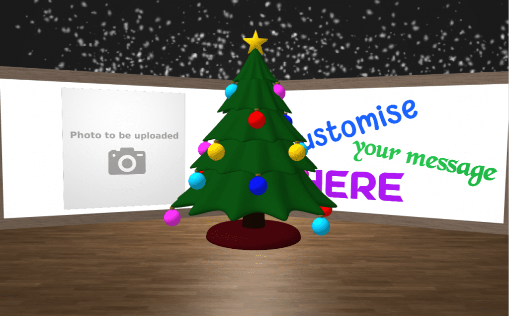 Personalised festive eCard - Christmas tree with text on right and photo on left - Customisable text and upload your own photo